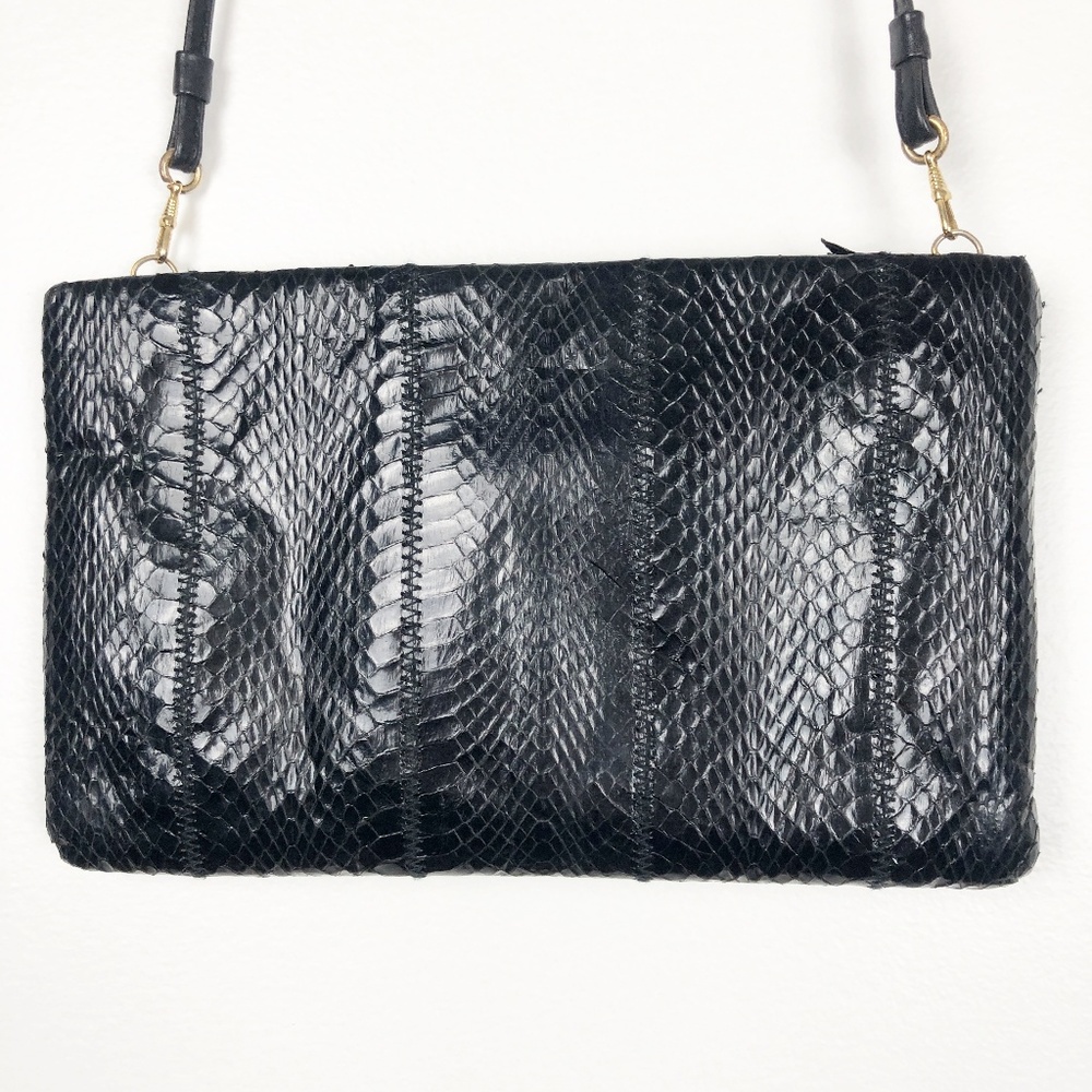 VTG 70's Black Snake Skin Clemente Purse